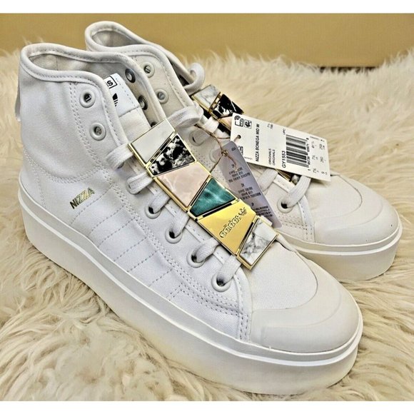 NEW ADIDAS NIZZA BONEGA MID WHITE GOLD 2022 2023 SNEAKERS SHOES WOMENS 9 - Picture 2 of 7